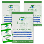 Lumivis Tea Tree Oil Eyelid Wipes - 108 Individually Wrapped Pads for Daily Eye Cleansing and Makeup Removal - Soothe, Cleanse & Revitalize - Lumivis.us