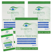 Lumivis Tea Tree Oil Eyelid Wipes - 108 Individually Wrapped Pads for Eye Care