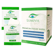 Lumivis premium eyelid and eyelash wipes with tea tree oil, coconut oil and aloe vera 36 pieces individual packs for all types of eye