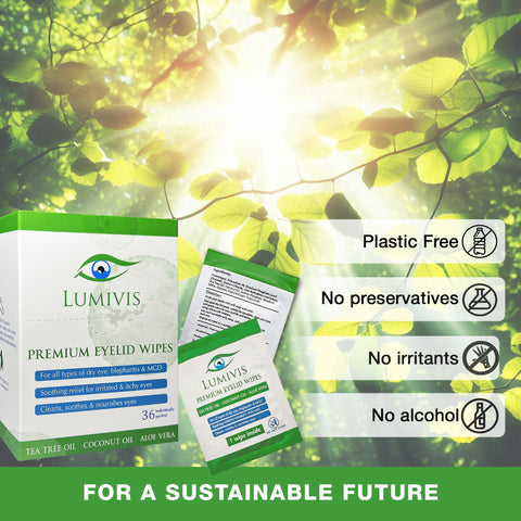 Lumivis Tea Tree Oil Eyelid Wipes - 72 Individually Wrapped Pads for Eye Care