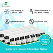 Menicon LacriPure Rinsing & Insertion Saline 21 Vials for Rigid Gas Permeable Contact Lenses - Bundle with 2x Tea Tree Oil Eyelid Eyelash Wipes - Lumivis.us