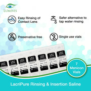 Menicon LacriPure Rinsing & Insertion Saline 7 Vials for Rigid Gas Permeable Contact Lenses - Bundle with Tea Tree Oil Eyelid Eyelash Wipes - Lumivis.us