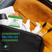 Lumivis eyelid and eyelash wipes convenient on the go cleansing, individually pack wipes in a travel bag