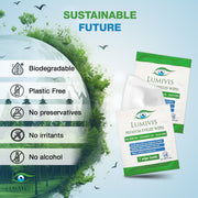 Lumivis Tea Tree Oil Eyelid Wipes for sustainable future - biodegradable, plastic free, no preservatives, no irritants, no alcohol