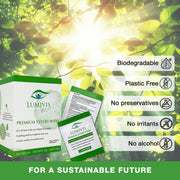 lumivis premium eyelid wipes for a sustainable future. Biodegradable, plastic-free  no preservatives alcohol-free